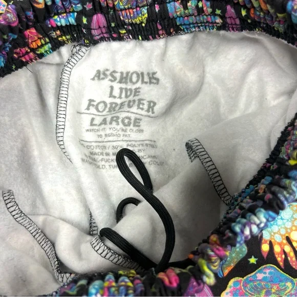 A$$holes Live Forever Psychedelic Mushroom Jogger Sweatpants Size L - Picture 6 of 9